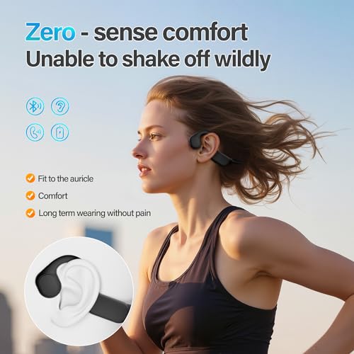 Bone Conduction Headphones Wireless Bluetooth 5.4 Open-Ear with Mic Waterproof Sports Earphones Black B90318