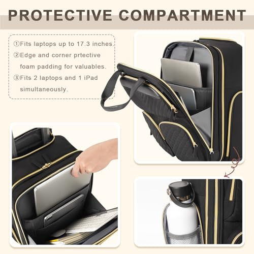 Small Underseat Carry-On Luggage with Wheels, Lightweight Travel Bag, Black Gold G79642