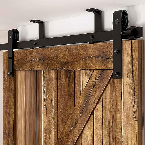 14FT Ceiling Mount Sliding Barn Door Hardware Kit for 42" Double Wood Door Q734445