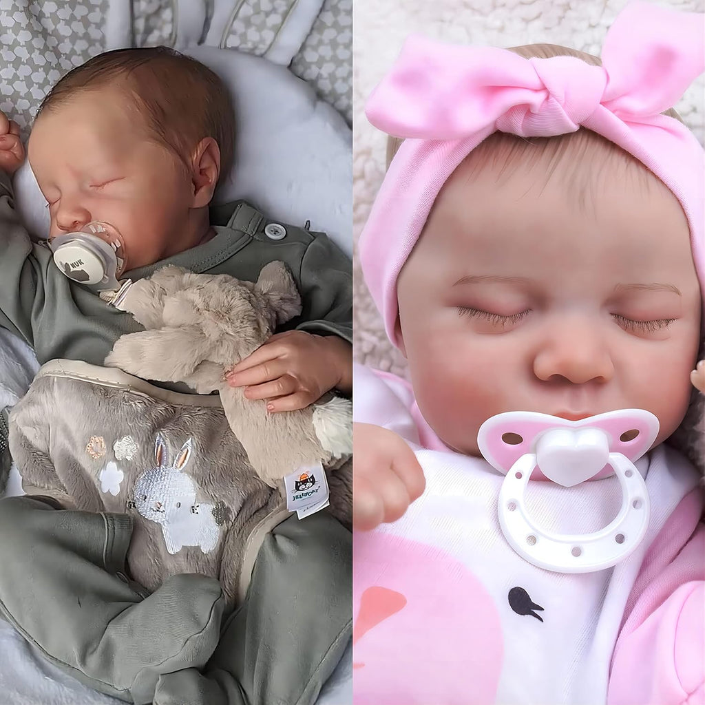 JIZHI Lifelike Reborn Baby Dolls - 17-Inch Soft Cloth Body Realistic-Newborn Baby Dolls Sleeping Baby