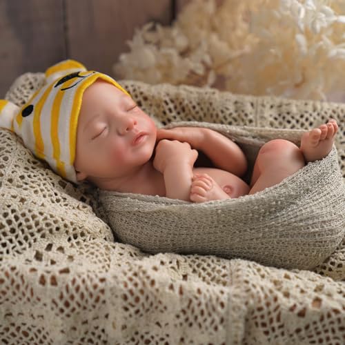 BABESIDE Lifelike Reborn Baby Doll 16 Inch Full Platinum Silicone Sleeping Girl with Gift Box B5536
