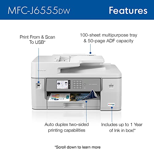 Brother MFC-J6555DW INKvestment Tank Color Inkjet All-in-One Printer W3945