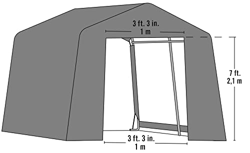 ShelterLogic 10 x 10 Shed-in-a-Box All Season Steel Round Roof Outdoor Storage Shed with Waterproof Cover, Grey S288