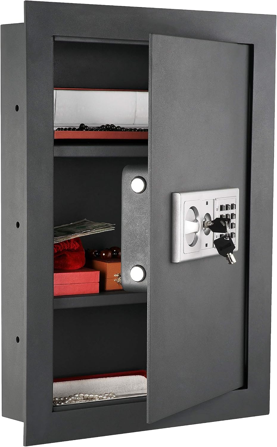 STALWART Electronic Flat Wall Safe Box with Digital Keypad, Dark Gray L800