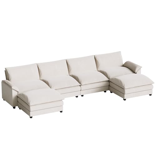 Homall 119" Modular Sectional Sofa with Reversible Ottoman, Light Grey V97154
