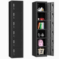 Bonusall Metal Locker 3-Tier Steel Storage Cabinet, 3 Doors Grey H746