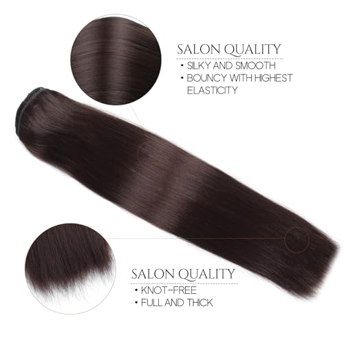 Clip in Hair Extensions Real Human Hair 18 Inch Dark Brown P97467