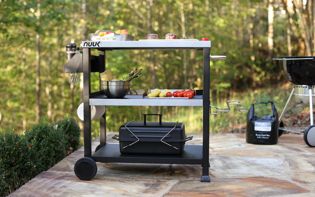 NUUK Three-Shelf Movable Outdoor Dining Cart Table, 20" x 32" NSF Stainless Steel P49791