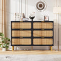 Rattan 5 Drawer Tall Dresser for Bedroom, Black V99880