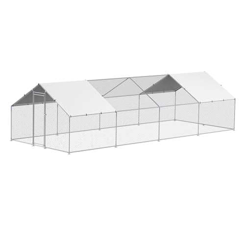VEVOR Large Metal Chicken Coop with Run, Walk-in Outdoor Poultry Pen W388