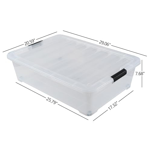 3-Pack 50 Quart Clear Under Bed Storage Bins with Wheels Q808605