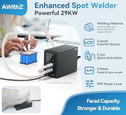 14.6 KW Capacitor Battery Spot Welder 2-in-1 Automatic & Foot Pedal for 18650/LiFePO4 Battery Pack Building G399304