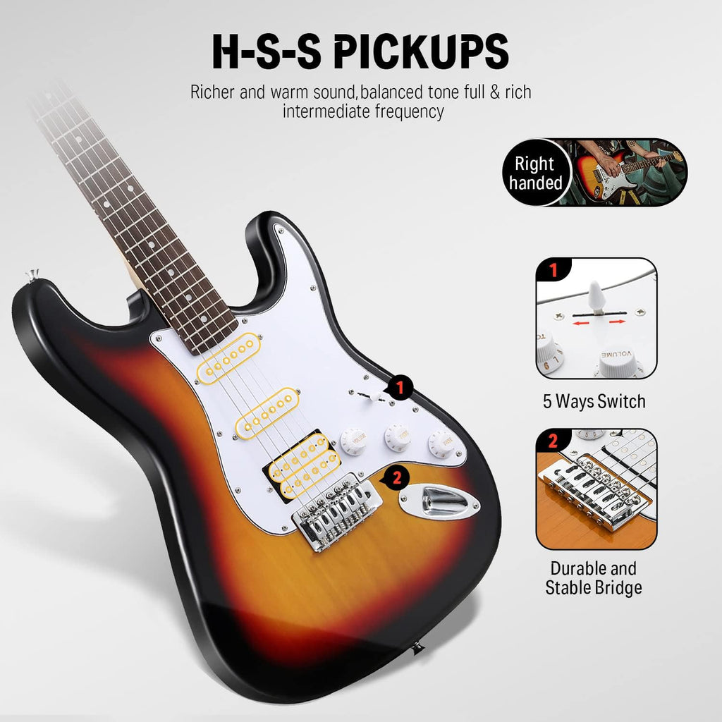 Donner DST-100S 39 Inch Full Size Electric Guitar Kit with Audio Interface I41837