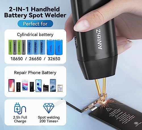 AWithZ Handheld Battery Spot Welder, 11 Gear Adjustable, for 18650 Batteries P12887