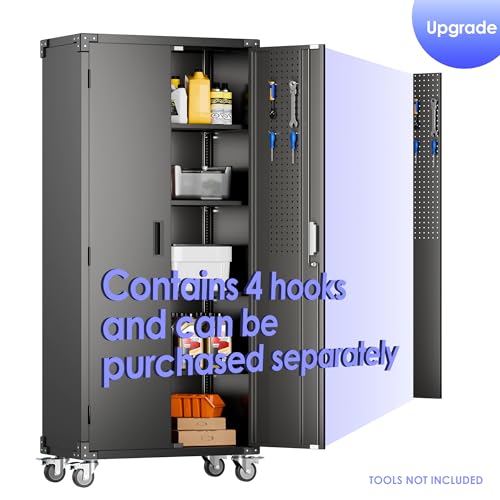 Aobabo 73''H Metal Garage Storage Cabinet with Wheels, Black S572804