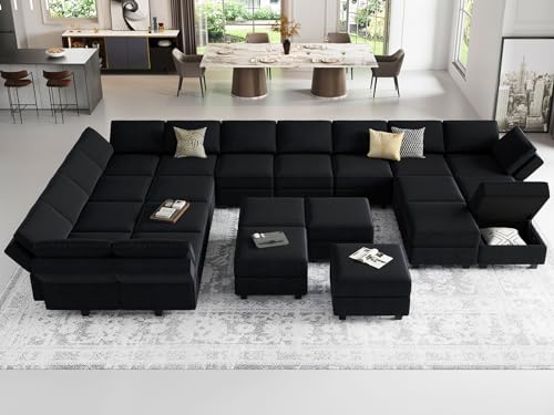 Belffin Oversized Modular Sectional Sofa with Double Chaises and Storage F17277