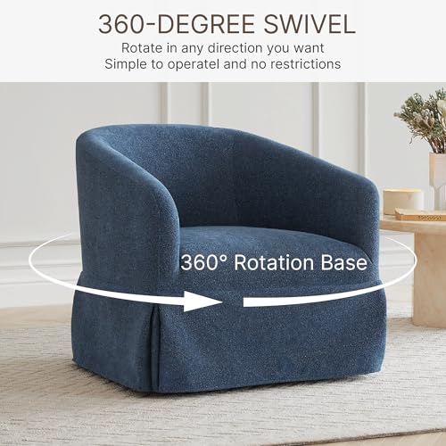 Swivel Accent Chair Set of 2, 360 Degree Linen Fabric Armchair, Cream White Q4822