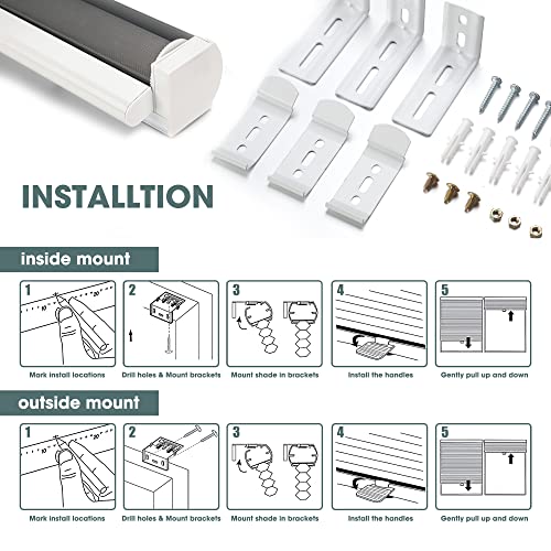ZOKSUN Cordless Zebra Blinds for Windows, 24" W x 72" H, White W16638