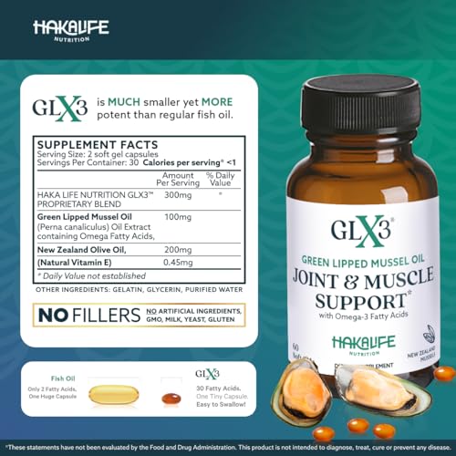 GLX3 Extra Strength Green Lipped Mussel Oil Capsules for Joint Comfort, 180 Tablets T383