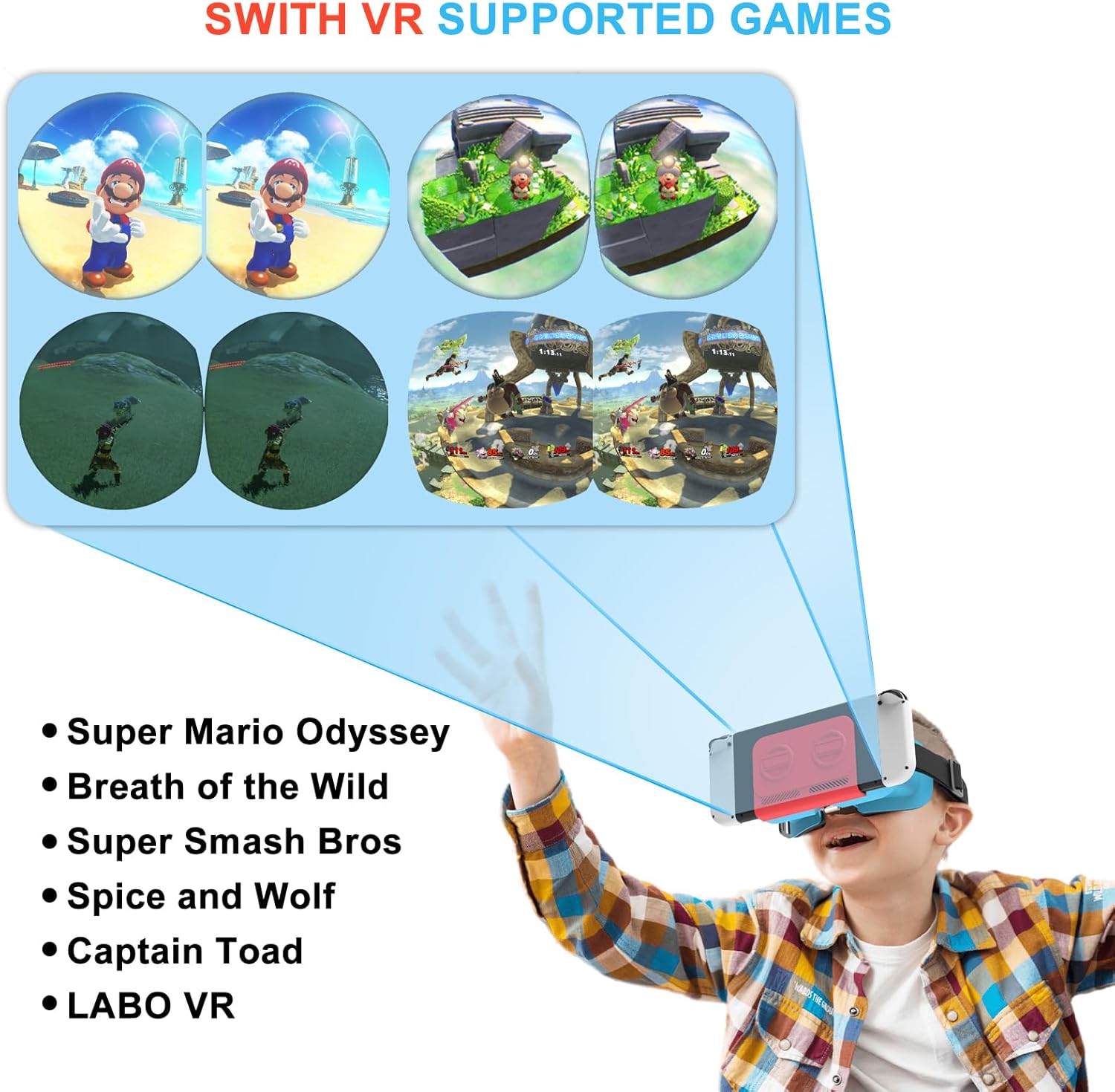 VR Headset for Nintendo Switch & Switch OLED with Adjustable Pupil Distance N13607