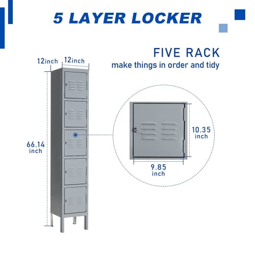Bonusall Metal Locker 3-Tier Steel Storage Cabinet, 3 Doors Grey H746