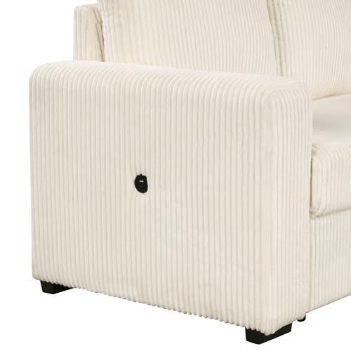 L-Shaped Pull Out Sleep Sofabed with Storage Chaise, Chenille Upholstered X30892