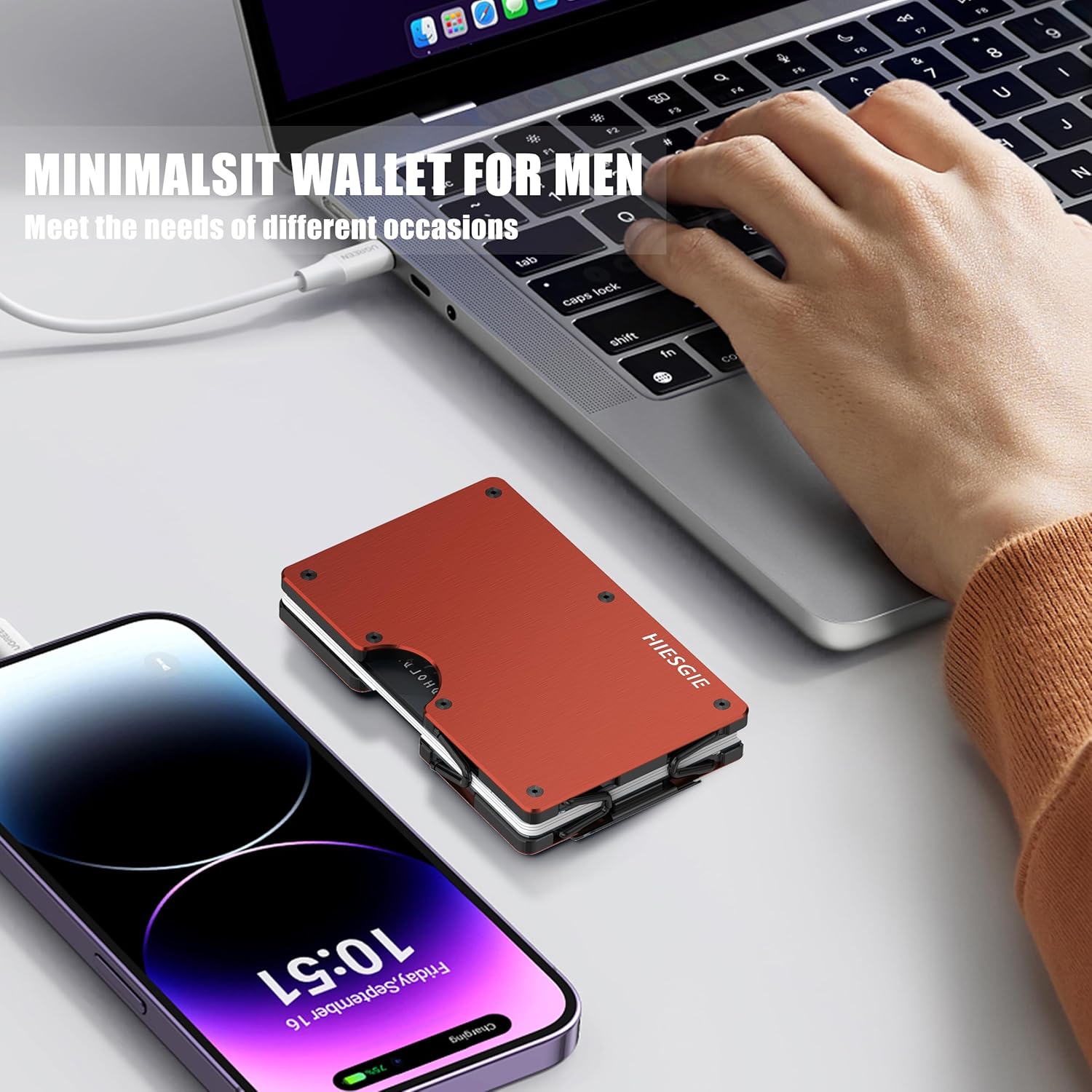 Minimalist Metal Wallet for Men with RFID Blocking and Removable Money Clip P954649