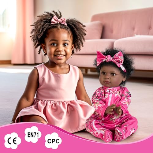 Aori Lifelike Black Reborn Baby Doll 22" with Cloth Body & Gift Box G699