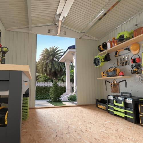 Metal Storage Shed 10x12 Outdoor Building with Lockable Doors T60989