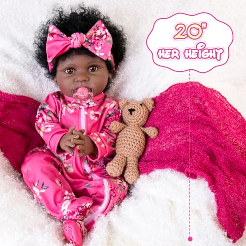 Aori Lifelike Black Reborn Baby Doll 22" with Cloth Body & Gift Box G699