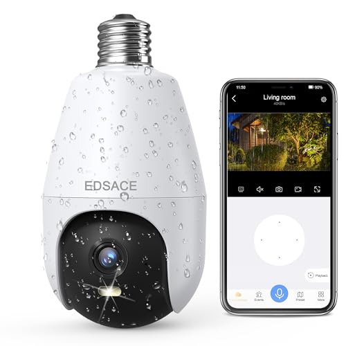 Outdoor Weatherproof 5G Light Bulb Security Camera Wifi Dual Band,360 degree 2K Security Camera,with Auto Tracking, Light Socket Camera by Eseecloud App (1)