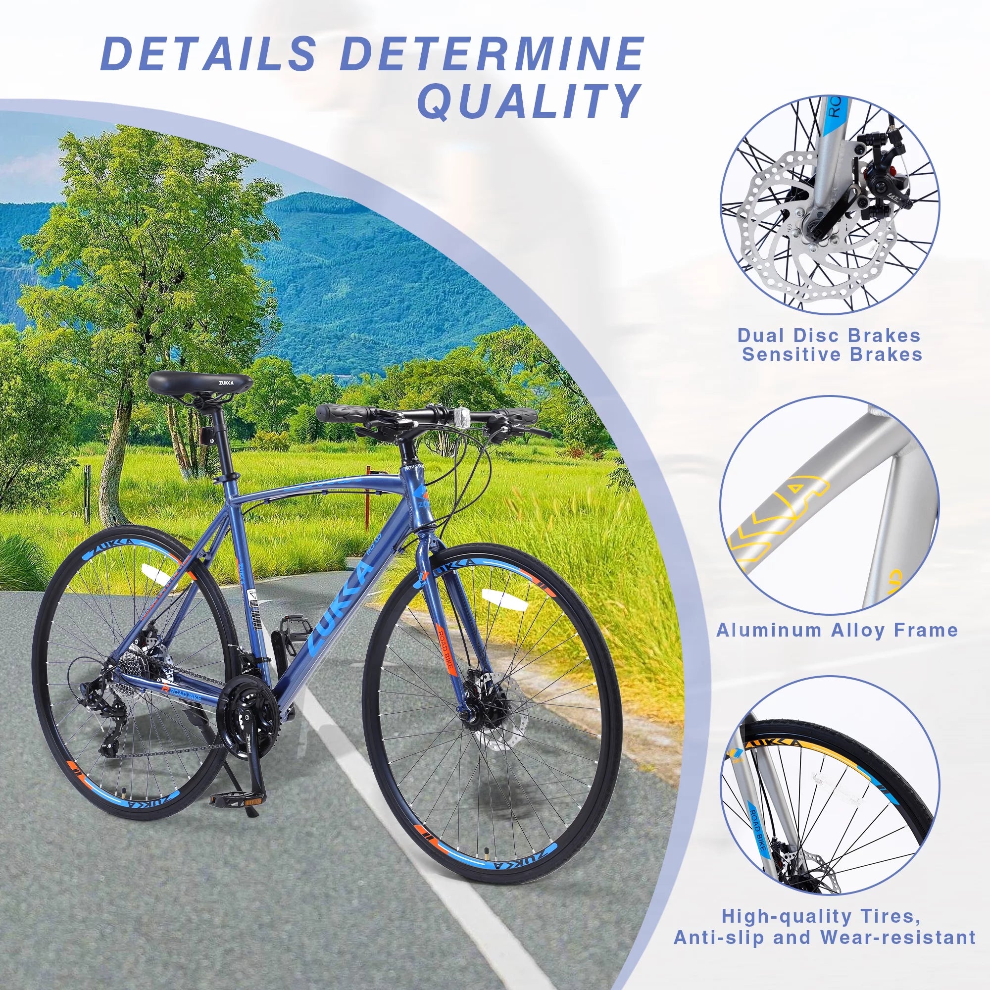 24in Hybrid Road Bike 24 Speed Disc Brakes Lightweight Commuter Bike B213415