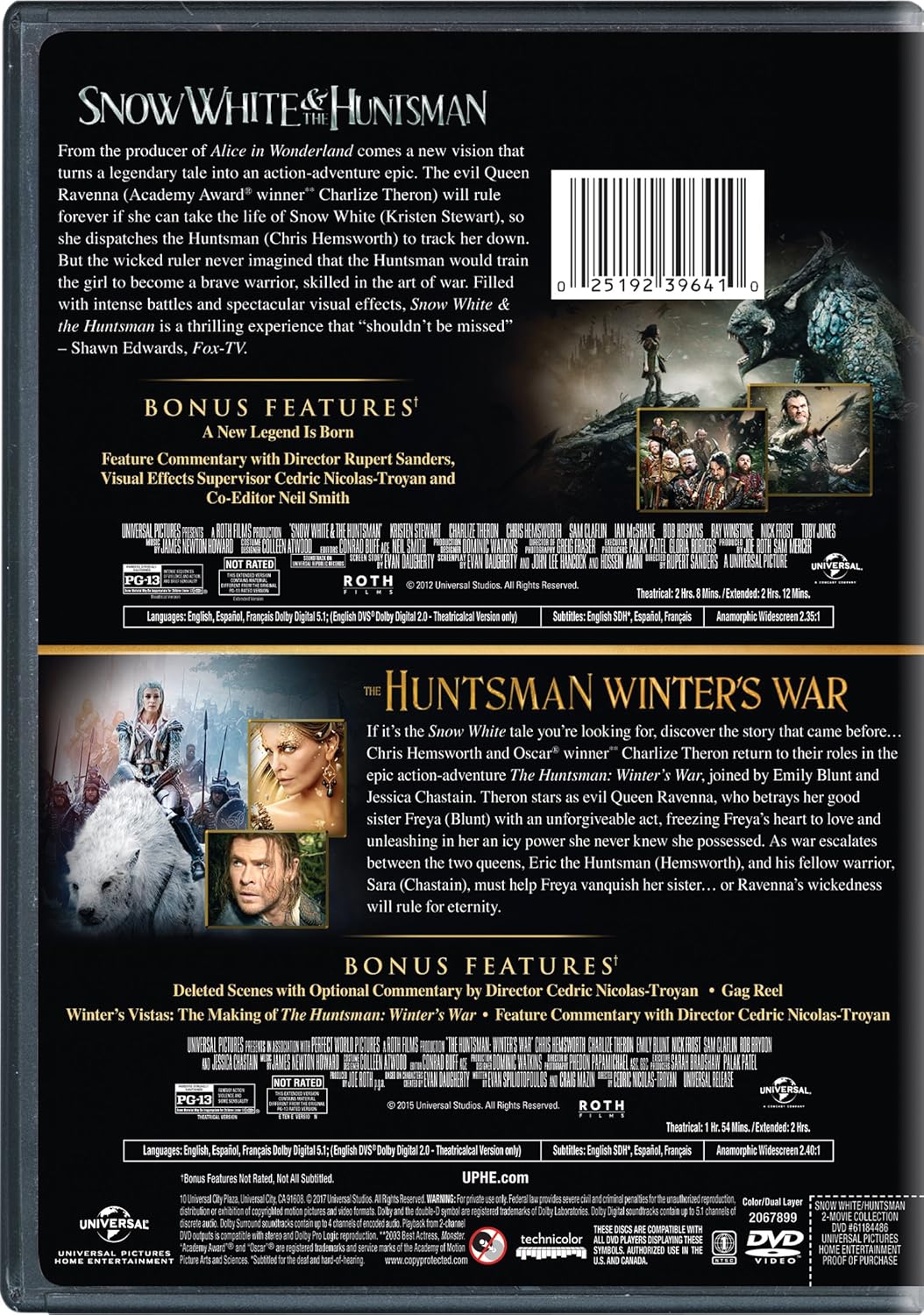 Snow White & The Huntsman / The Huntsman: Winter's War 2-Movie Collection [DVD] Q8936