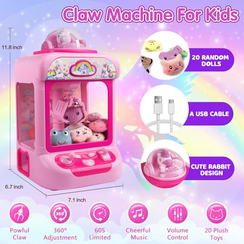 TingingYuli Unicorn Claw Machine for Kids with 20 Mini Plush Toys A89103