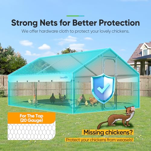 Quictent Large Metal Chicken Coop Run with Roosting Perch for 20+ Poultry, Outdoor Walk-in Hen House, 12x9x6.6FT N28773