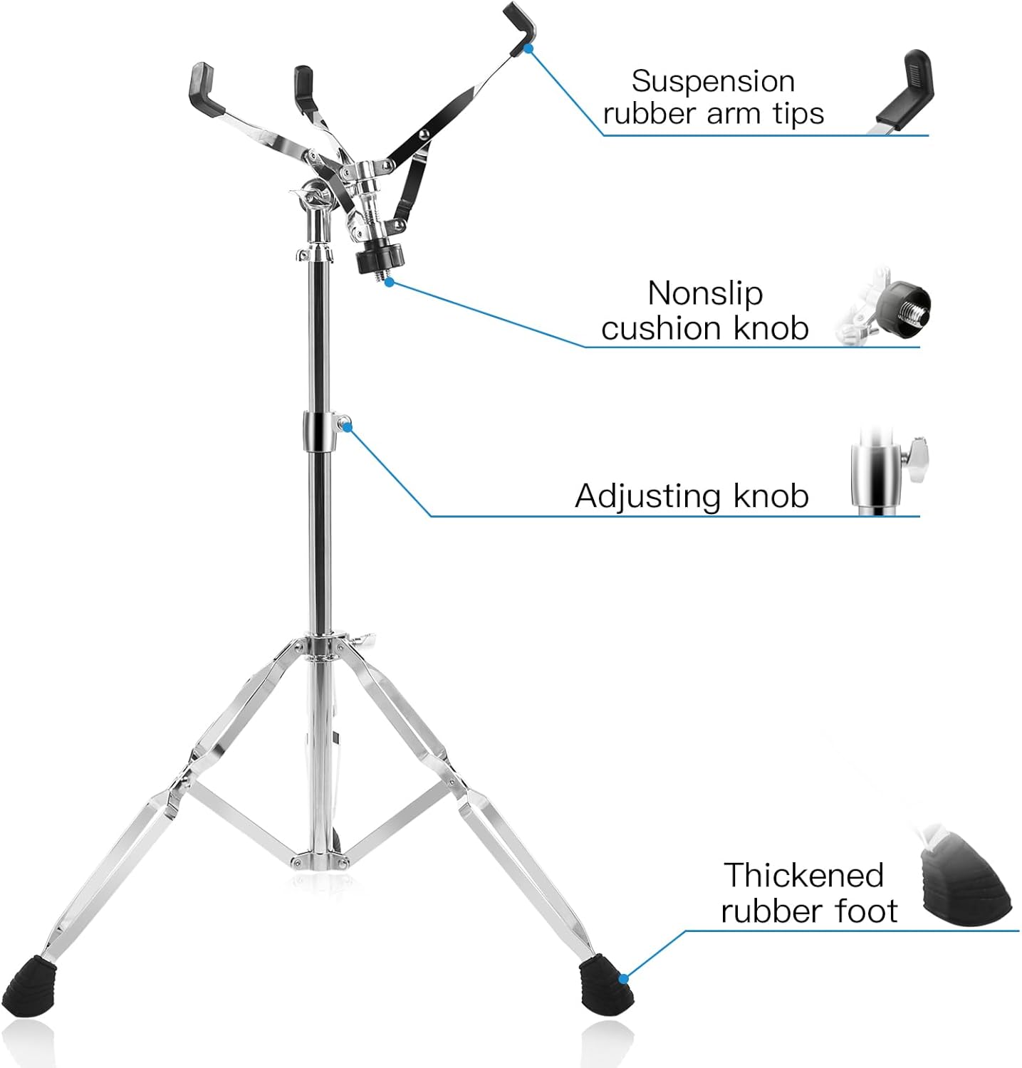 Snare Drum Stand with Drum Sticks Holder, Adjustable for 10-14 Inch Pads S78757