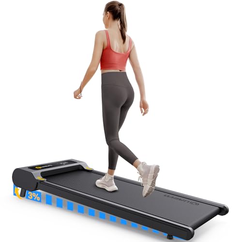 UREVO Walking Pad with Incline, Manual Incline Under Desk Treadmill for Home/Office, 2.25HP Inclined Treadmills with Remote Control, LED Display, 265lbs Weight Capacity