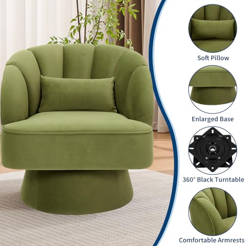 GarveeHome Modern Swivel Barrel Accent Chair, Teddy Fabric Upholstered Armchair, Black W334223