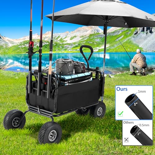 AHB Fishing Cart 550lbs Heavy Duty Foldable Beach Wagon with All Terrain Wheels S239642