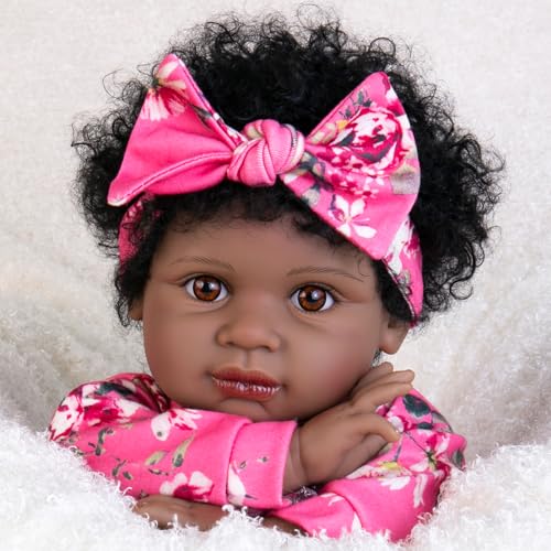 Aori Lifelike Black Reborn Baby Doll 22" with Cloth Body & Gift Box G699