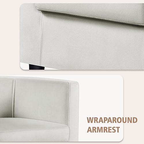 Yaheetech Velvet Accent Chair, Modern Upholstered Barrel Chair, Olive Green J55628