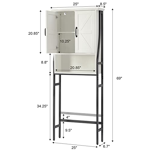 Over The Toilet Storage Cabinet with Barn Doors, Gray M789042
