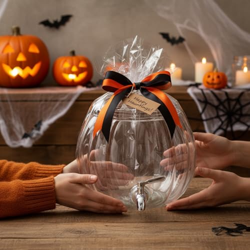 Glass Pumpkin Drink Dispenser 2 Gallon with Spigot R932362