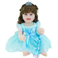 Reborn Baby Dolls Girl, 22 Inch Lifelike Reborn Toddler Dolls Full Body Vinyl Silicone with Long Hair, Beautiful Realistic Newborn Baby Doll with Feeding Toy for Kids Birthday Christmas