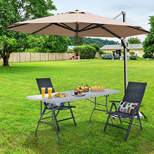 GYMAX 6FT Folding Table, Portable Lightweight Camping Table with Carry Handle Q62396