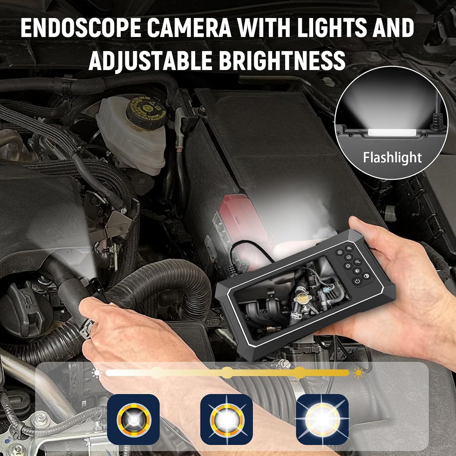 Industrial Endoscope Camera 1080P with 4.3" IPS Screen, IP67 Waterproof, 16.4FT N402