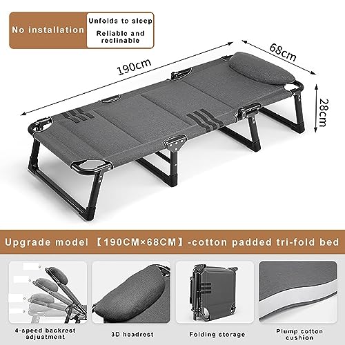 UPGENT Portable Folding Camping Cot with Pillow, Heavy Duty Adjustable Backrest V18895