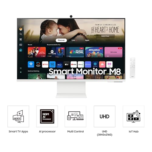 SAMSUNG 32-Inch M8 (M80D) Series 4K UHD Smart Monitor with Streaming TV and SlimFit Camera F19078
