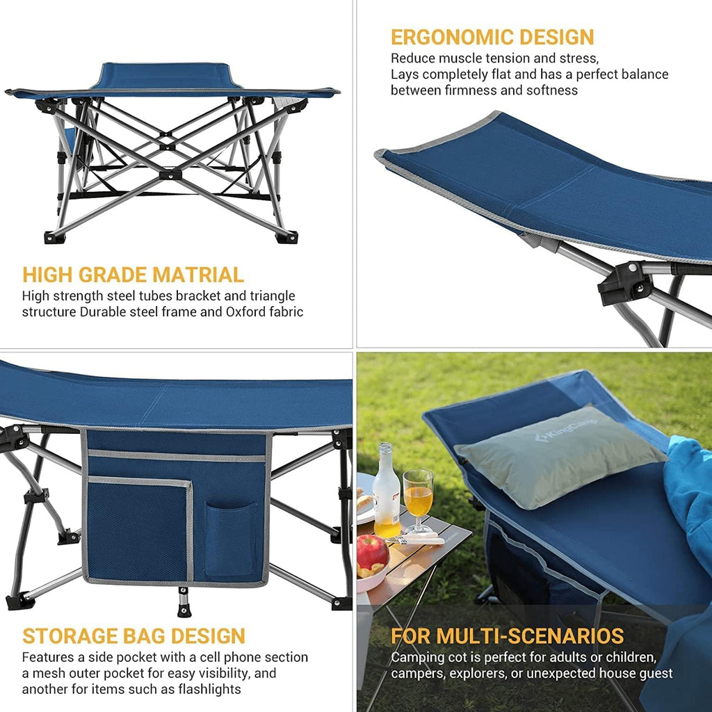 KingCamp Folding Camping Cot, Heavy Duty Portable Single Bed Q172