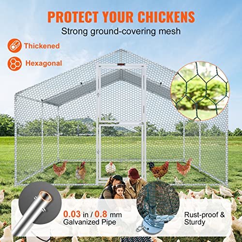VEVOR Large Metal Chicken Coop with Run, Walk-in Outdoor Poultry Pen W388